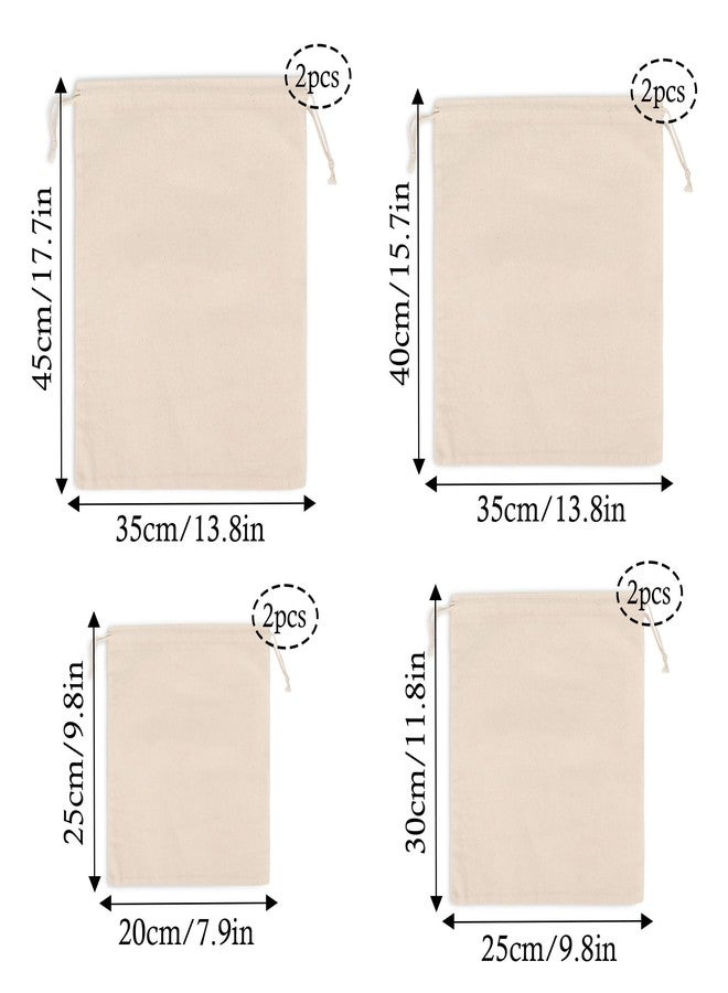 Klmnop Reusable Cotton Produce Bags, Organic Cotton Vegetable Bags Washable, Muslin Storage Bags with Drawstrings for Snacks, Clothes Storage and Shopping - Set of 8(2XL, 2L, 2M, 2S) - Image 2
